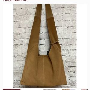 Vince Camuto Women’s Suede Leather Handbag Brown Dark Rum Zane Shoulder Bag